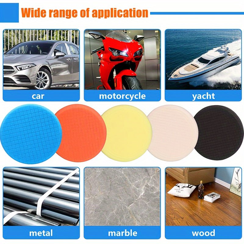 5PCS Universal 6 Inch Grid Pattern Sponge Polishing Pads Set for Car Buffing and Waxing - Multi-Density Foam Backing Plate Kit for Polishers - For Car Detailing Enthusiasts - Perfect Gift for Car Lovers