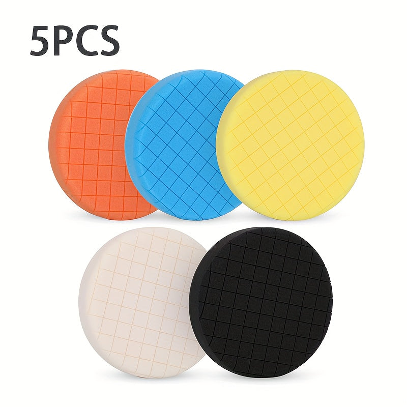 5PCS Universal 6 Inch Grid Pattern Sponge Polishing Pads Set for Car Buffing and Waxing - Multi-Density Foam Backing Plate Kit for Polishers - For Car Detailing Enthusiasts - Perfect Gift for Car Lovers