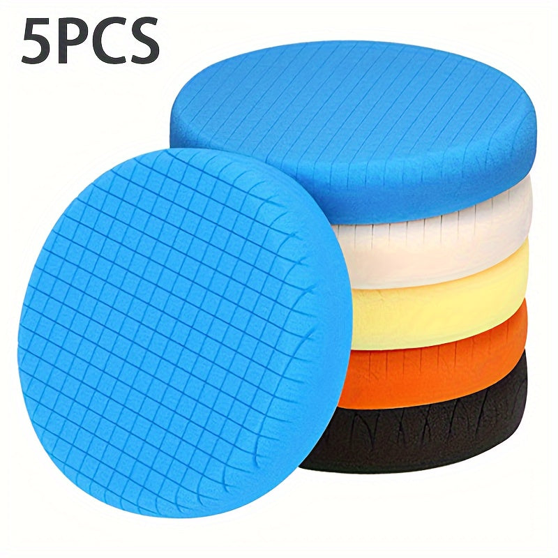 5PCS Universal 6 Inch Grid Pattern Sponge Polishing Pads Set for Car Buffing and Waxing - Multi-Density Foam Backing Plate Kit for Polishers - For Car Detailing Enthusiasts - Perfect Gift for Car Lovers